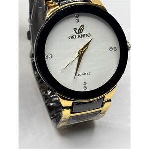 Luxury ORLANDO Gold & Black Men's Quartz Watch –white And Gold Interior.